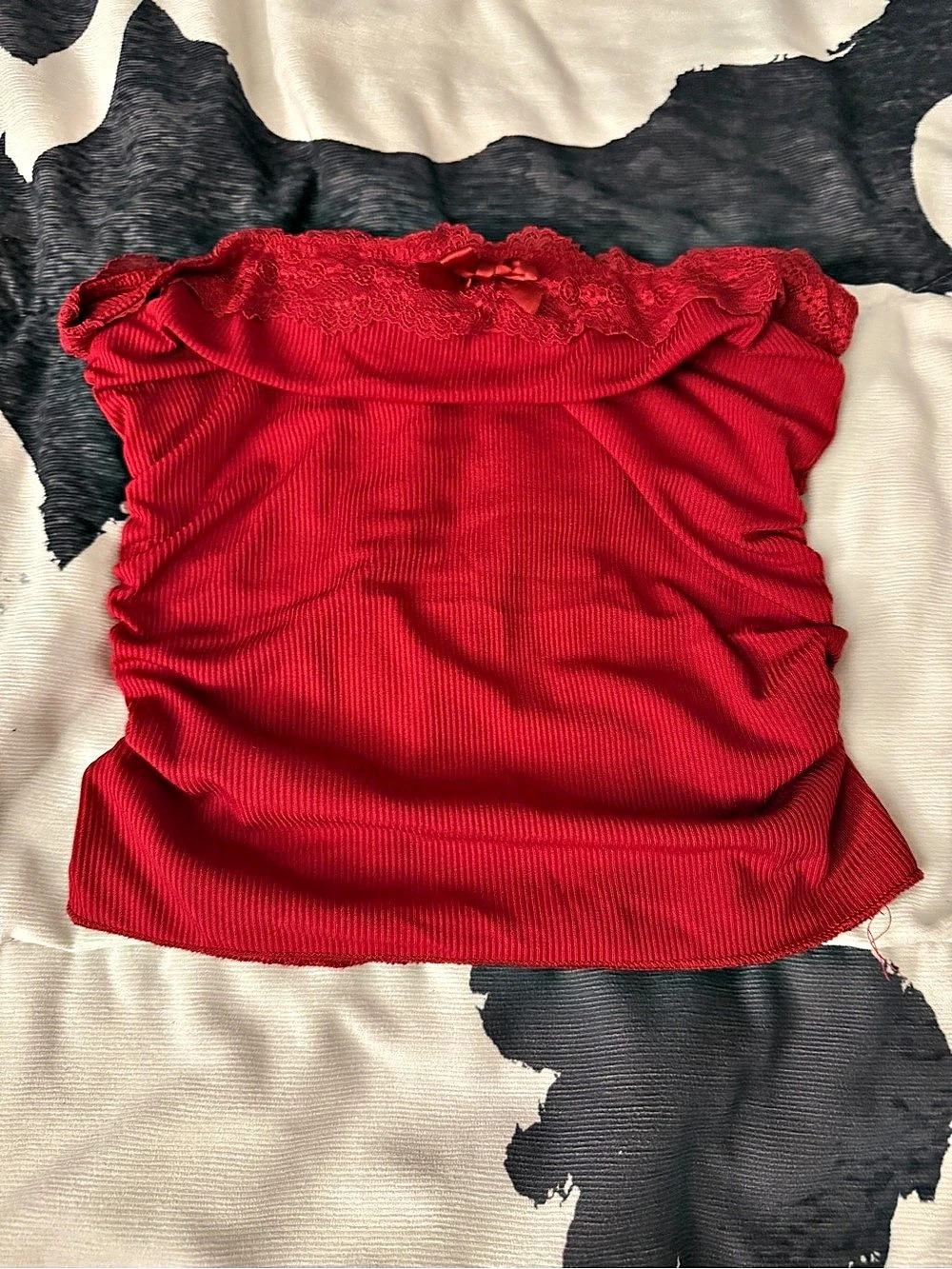 Red Lace Trim Camisole Like New